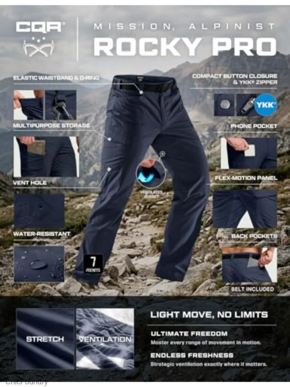 Quick Dry Tactical Pants, Water Resistant, Lightweight Stretch Cargo Work